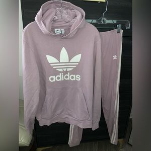 Donated.Adidas hooded long sleeve sweater in lilac color. Free matching pants.